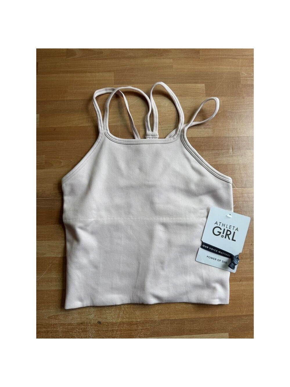 Athletic girl Rise above strapping crop tank, size 12 girls, white, NWT